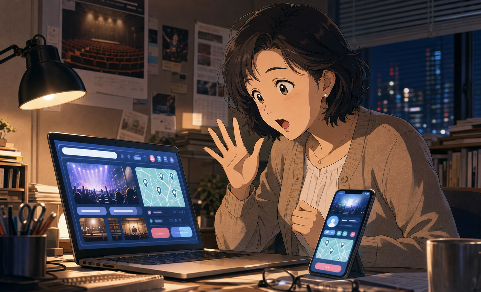 マイチケUnlimitedを見つけて驚く興行側の女性。